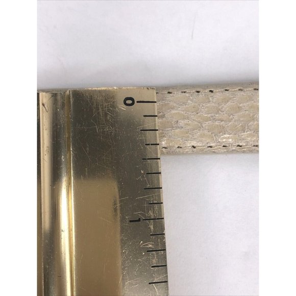 Vtg 90's Another Line Inc Women's Leather Skinny Belt Snake Embossed Beige 33-36 - Picture 8 of 10